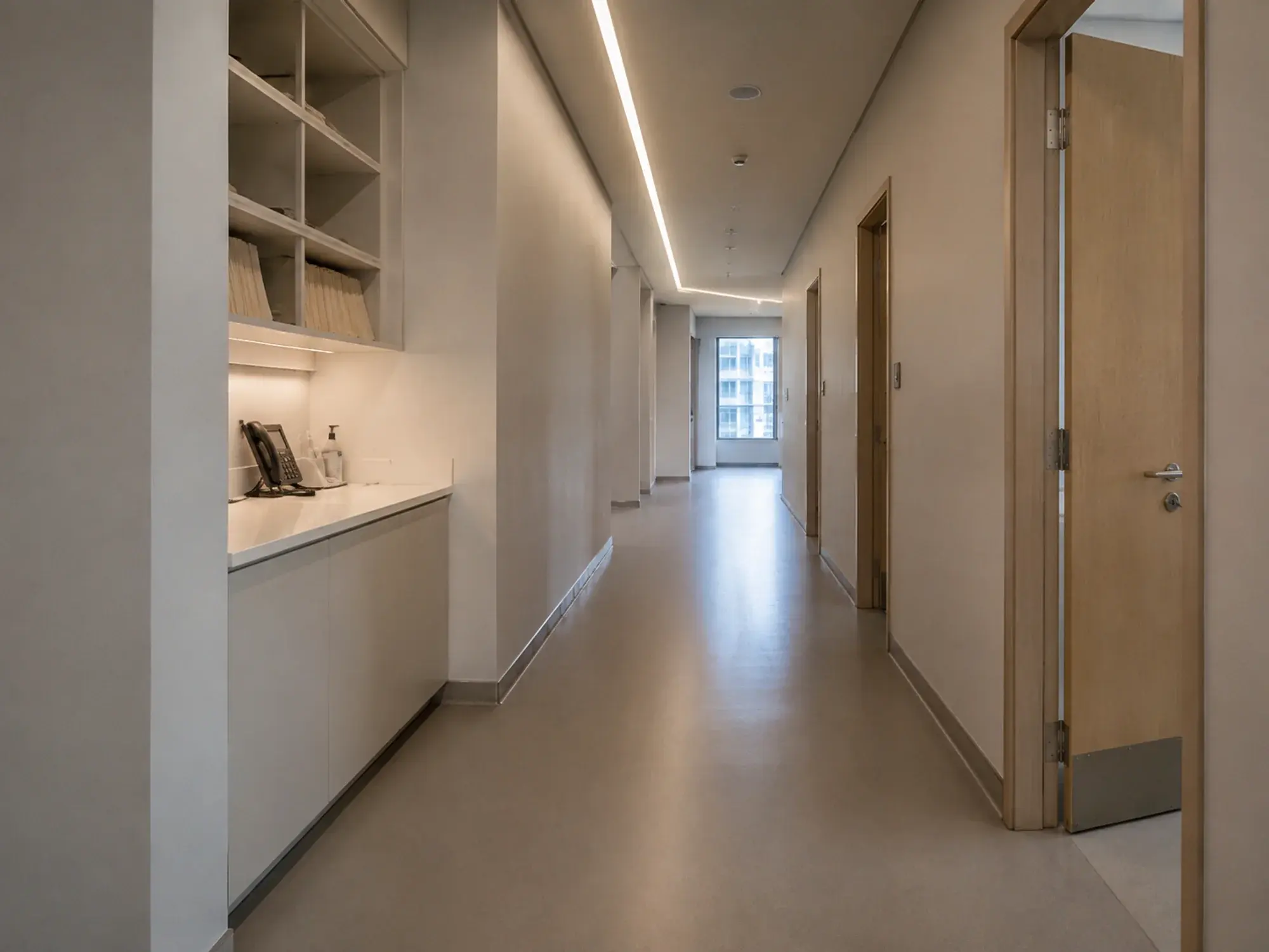 Nurse Station Built Into the Corridor Wall