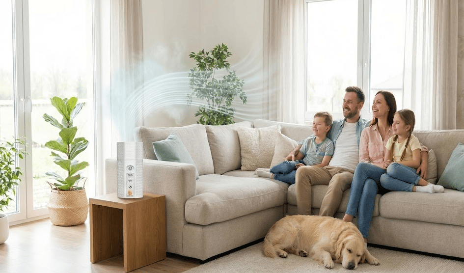 Family enjoying a healthier indoor environment with Envirobiotics
